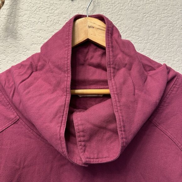 Soft Surroundings Cowl Neck Tunic Sweatshirt Magenta French Terry Pockets Cozy - Picture 5 of 12